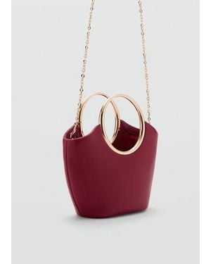 Mango Handbag With Metallic Details - Red