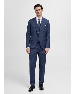 Mango Paris Super Slim-Fit Suit Waistcoat - Blue