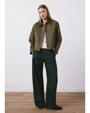 Mango Cotton Parka With Contrasting Collar - Green