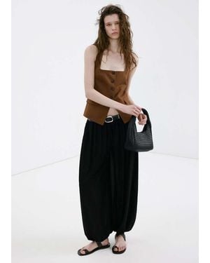 Mango Linen Suit Waistcoat - Brown