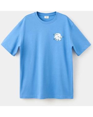 Mango 100% Cotton Printed T-Shirt - Blue