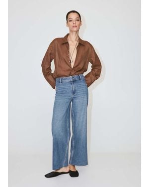 Mango Catherin Culotte High-Rise Jeans - Blue