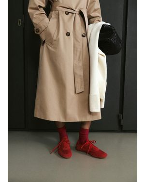 Mango Lace-Up Leather Trainers - Black