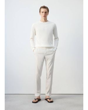 Mango 100% Cotton Fine-Knit Jumper - White