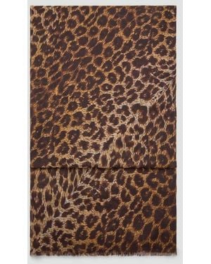 Mango Leopard Print Scarf - Brown
