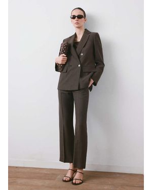 Mango Straight-Fit Lyocell Suit Jacket - Grey
