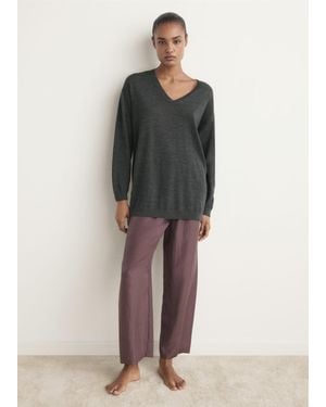 Mango V-Neck Wool Jumper - Multicolour