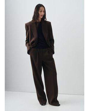Mango Pleated Straight-Leg Suit Pants - Black