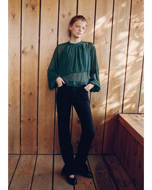 MANGO TEEN Bambula Blouse With Ruffles - Blue