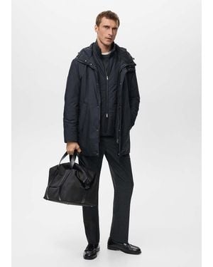 Mango Detachable Water-Repellent Padded Parka - Blue