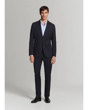 Mango Turin 100% Wool Suit Pants - Blue