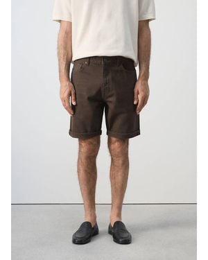 Mango Slim-Fit Denim Bermuda Shorts - Brown