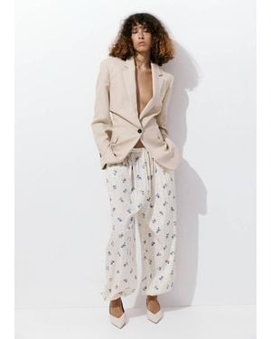 Mango Floral Print Baggy Trousers - Natural