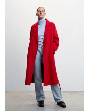Mango Belt Handmade Coat - Red