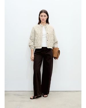 Mango Floral-Embroidered Padded Jacket - White