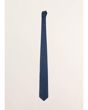 Mango Cravatta Tinta Unita Misto Lino Seta - Blu