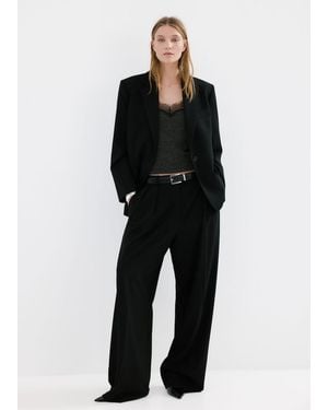 Mango Top With Lace Neck - Black