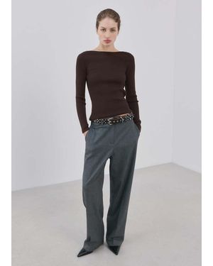 Mango Strickpullover Mit Bateau-Ausschnitt - Grau