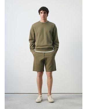 Mango 100% Cotton Jogger Bermuda Shorts - Green
