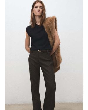 Mango Thin Suede Leather Belt - Black