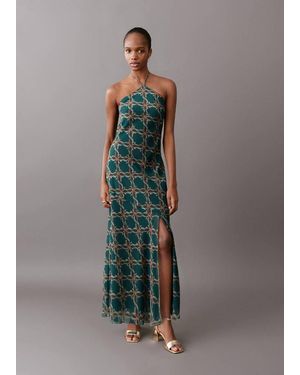 MANGO TEEN Halter-Neck Printed Dress - Multicolour