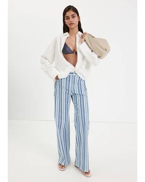 Mango Straight Striped Jeans - Blue