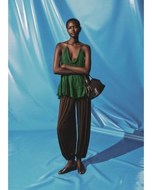 Mango Pleated Back Neckline Top - Blue