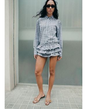 Mango Striped Cotton Shirt - Grey