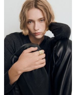 Mango Bague Cristaux Or - Noir