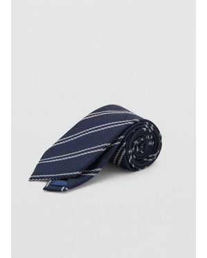 Mango Microstructure Striped Tie - Blue