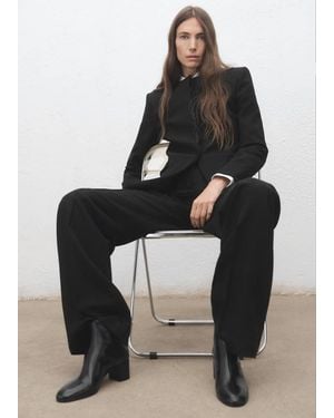 Mango Leather Ankle Boots With Block Heel - White