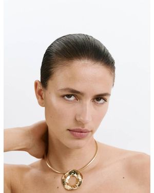 Mango Rigid Circular-Design Necklace - Metallic