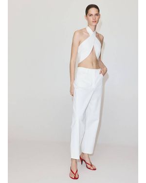 Mango High-Waisted Balloon Trousers - White