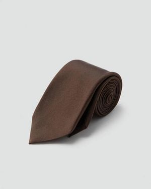 Mango 100% Silk Tie - Brown