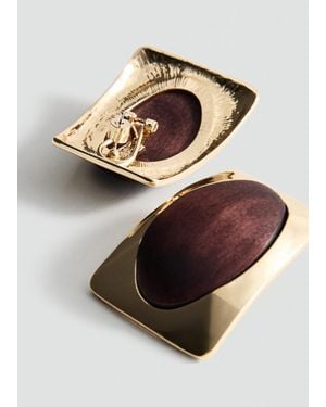 Mango Boucles D'Oreilles Combinées Bois Or - Métallisé