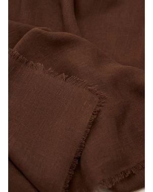Mango Frayed Edge Linen Scarf - Brown