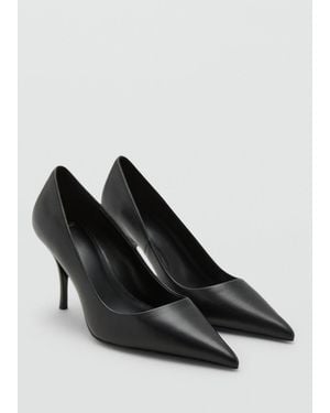 Mango Scarpe Pelle Tacco Nero