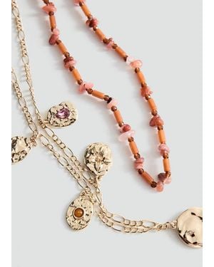 Mango Set 2 Combined Necklaces - Metallic