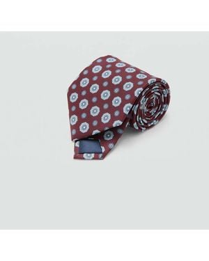 Mango 100% Silk Patterned Tie - White