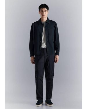 Mango Non-Iron Overshirt Pocket - Blue