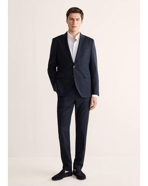 Mango Venice Suit Trousers 100% Wool - Blue