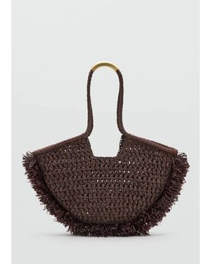 Mango Natural Fibre Shoulder Bag - Brown