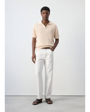 Mango Jeans 100% Cotone Relaxed-Fit Bianco Sporco