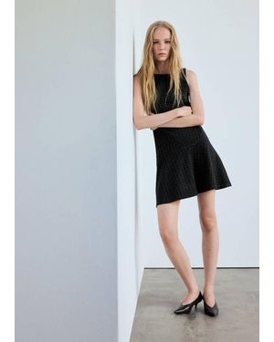 Mango Flared Knit Dress - Black