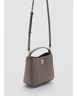Mango Small Bucket Bag With Metal Detail - Grey