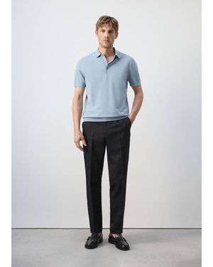 Mango 100% Cotton Fine Knit Polo - Blue