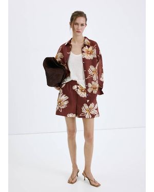 Mango Printed Cotton-Blend Short - White