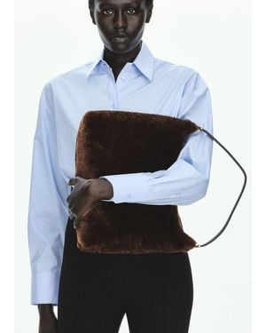 Mango Faux Fur Shopper Bag - Gray