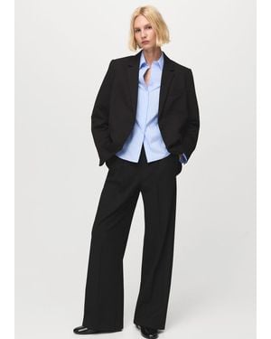 Mango Slim-Fit Poplin Shirt - Blue