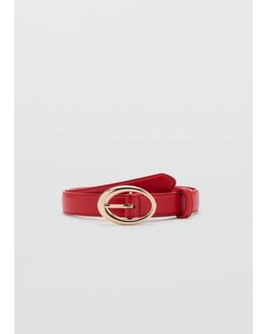 Mango Oval Buckle Belt - Red